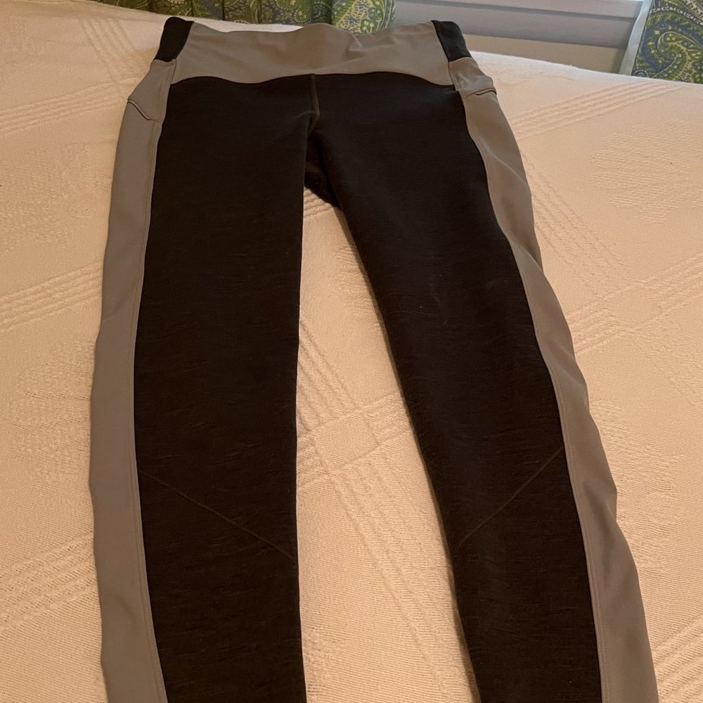 #1 Athleta fleeced lined leggings, size M, 2 toned gray